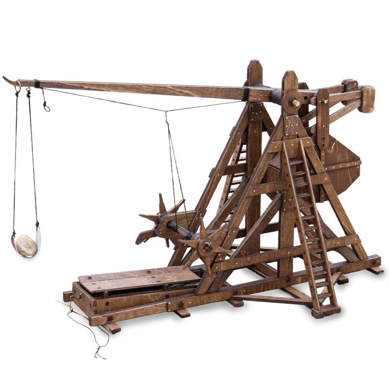 YAQUMW The Mini Counterweight Trebuchet Europe Medieval Siege Equipment Chariot Catapult  DIY 3D Wooden Puzzles Model Kits for mature-themeds STEM Projects Tabletop Toy
