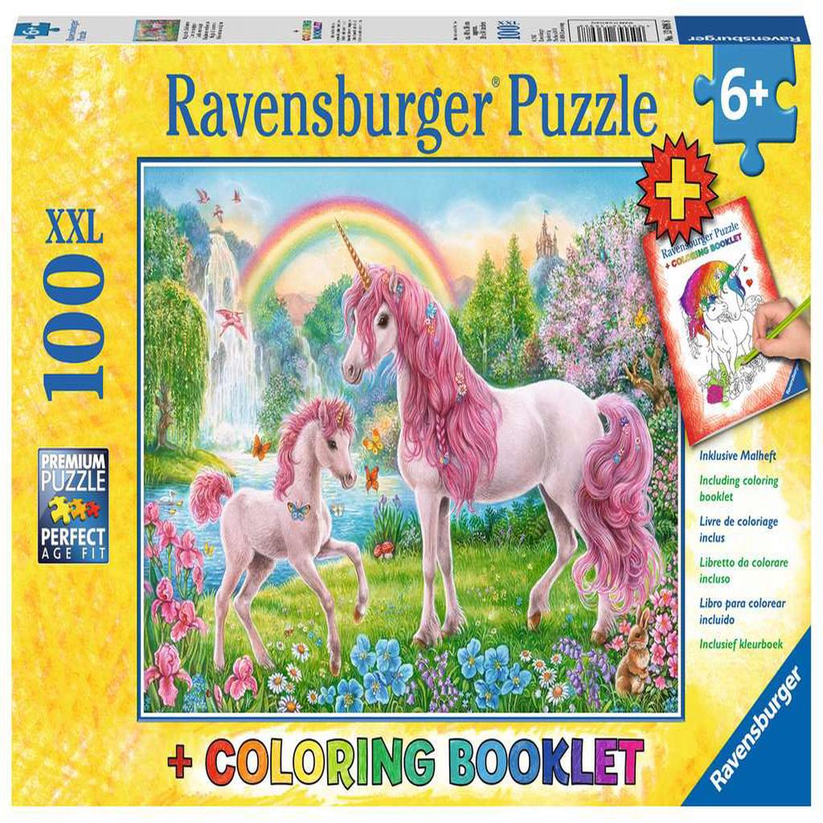 100 Piece Puzzle: Magical Unicorns + Colouring Booklet - Ages 6+
